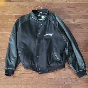 Black Leather Sleeve Men's Jacket
